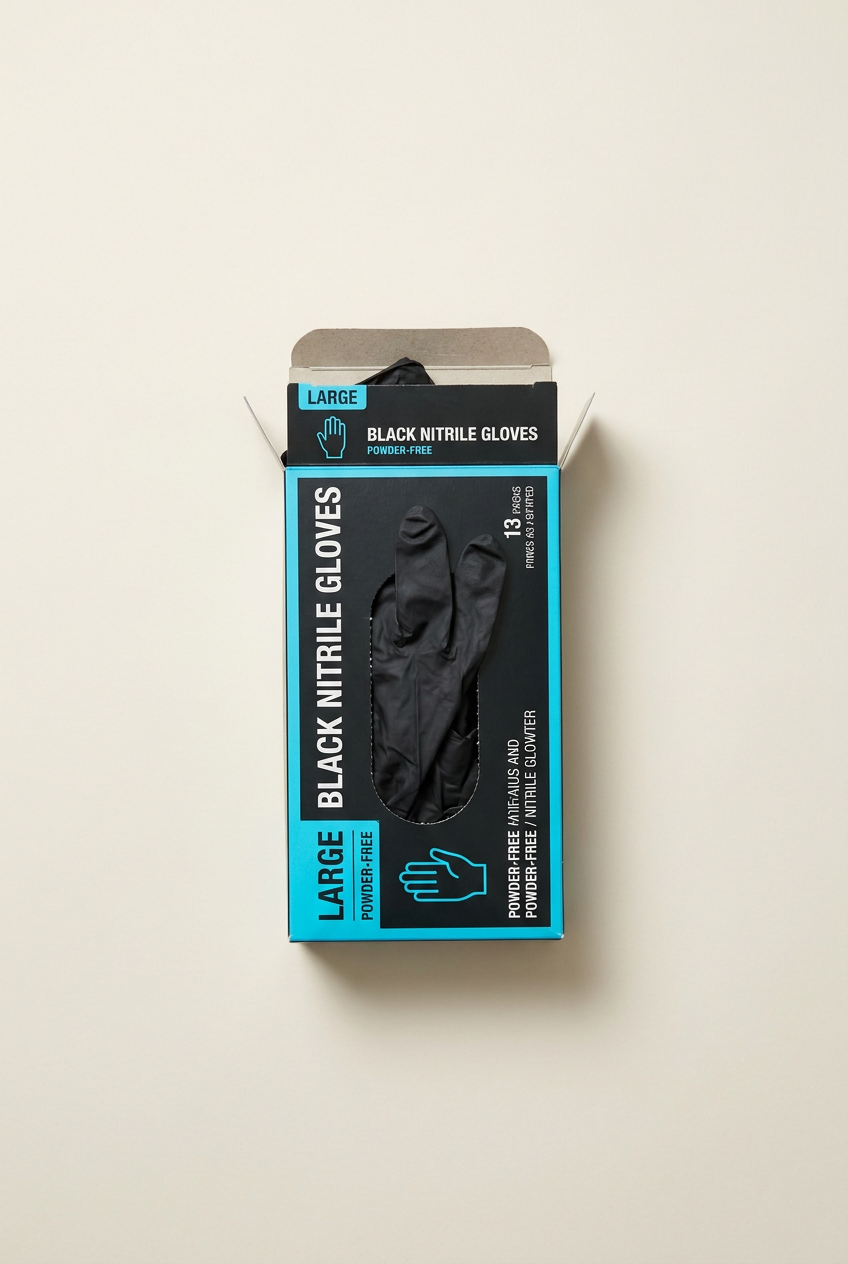 L Black Nitrile Gloves (ct:10x100pcs)