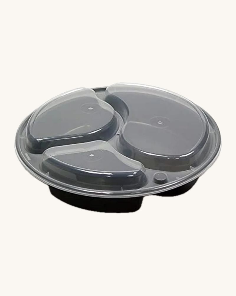 48oz-3C Black Round w/ Clear Lid (ct:150pcs)