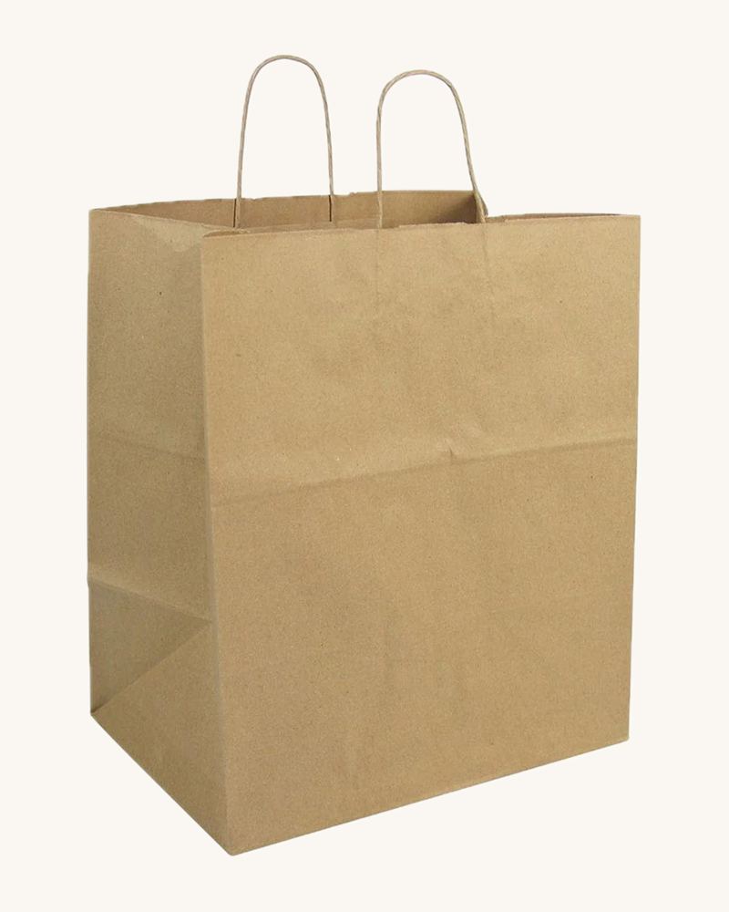 S Kraft Paper Bags w/ Handle (ct:200pcs)  9.75" x 6" x 13.5"